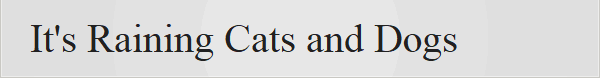 It's Raining Cats and Dogs